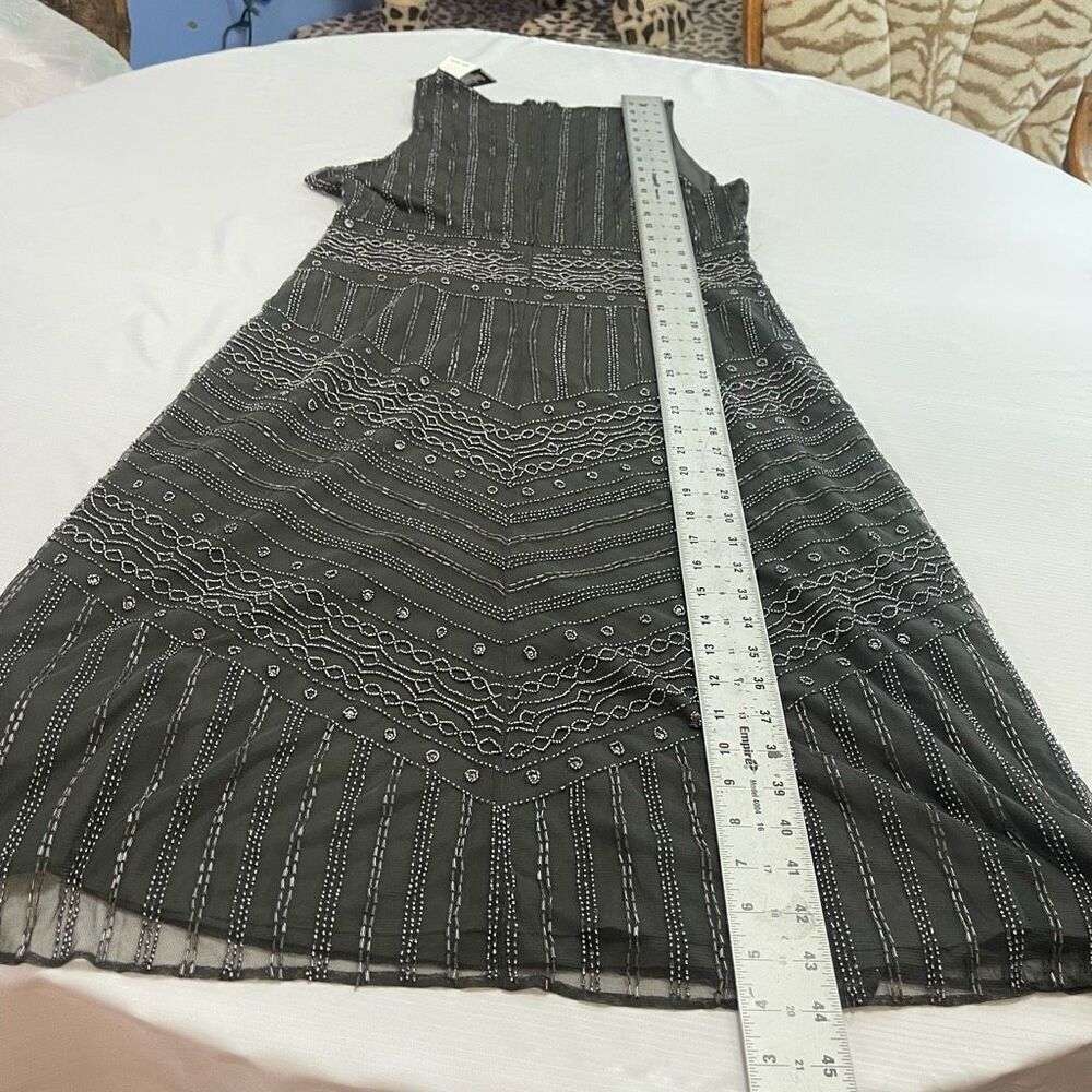 NWT Lauren Ralph Lauren Black Label Grey Beaded Embellished Dress Size 12 New - Picture 7 of 7